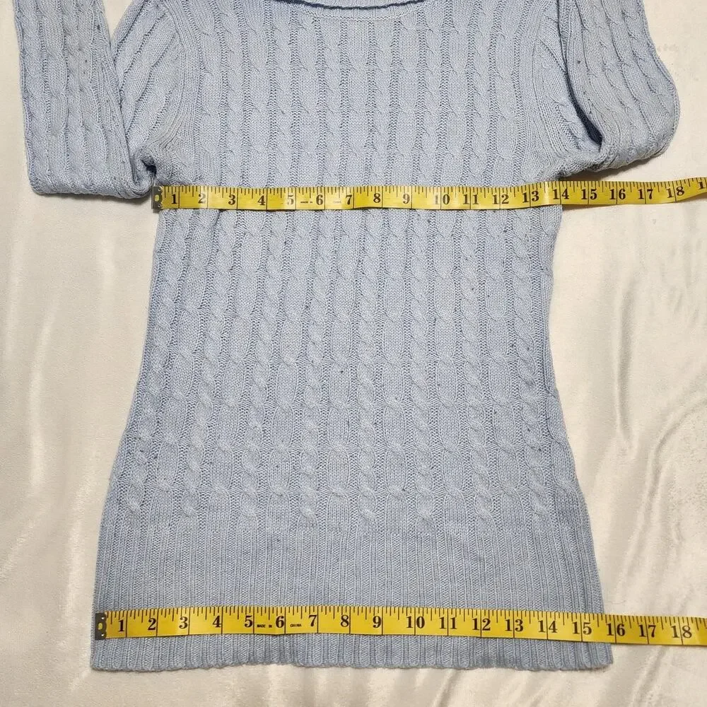 New York & Company Light Blue Cable Knit Turtle Neck Sweater, Size XS - Picture 6 of 6